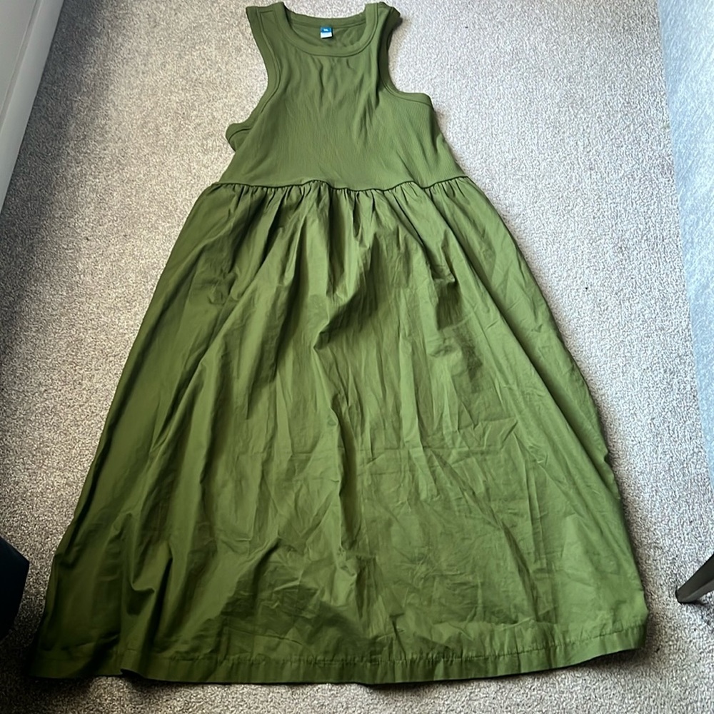 OLD NAVY FIT AND FLARE HIGH NECK COMBINATION MIDI DRESS